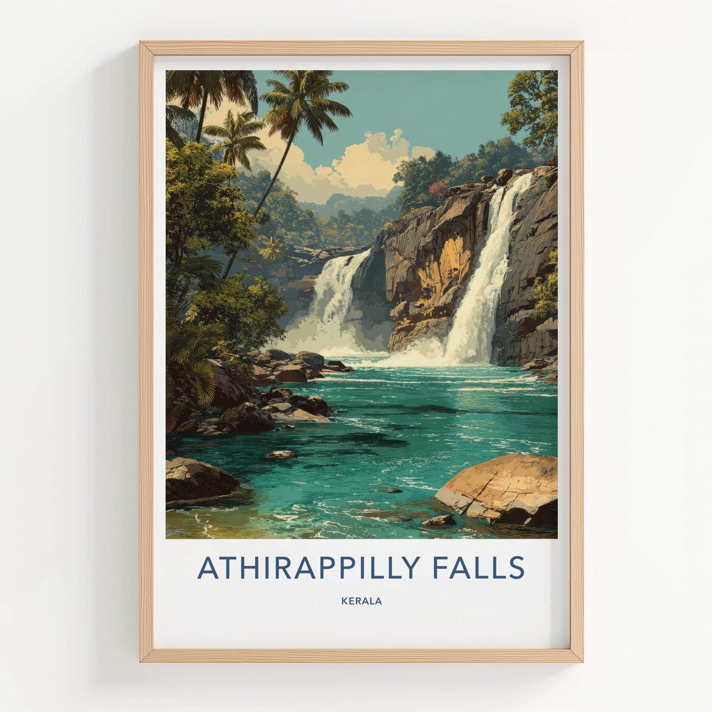 Athirappilly Falls Poster - India Travel Art - Jungle Waterfall Wall Decor