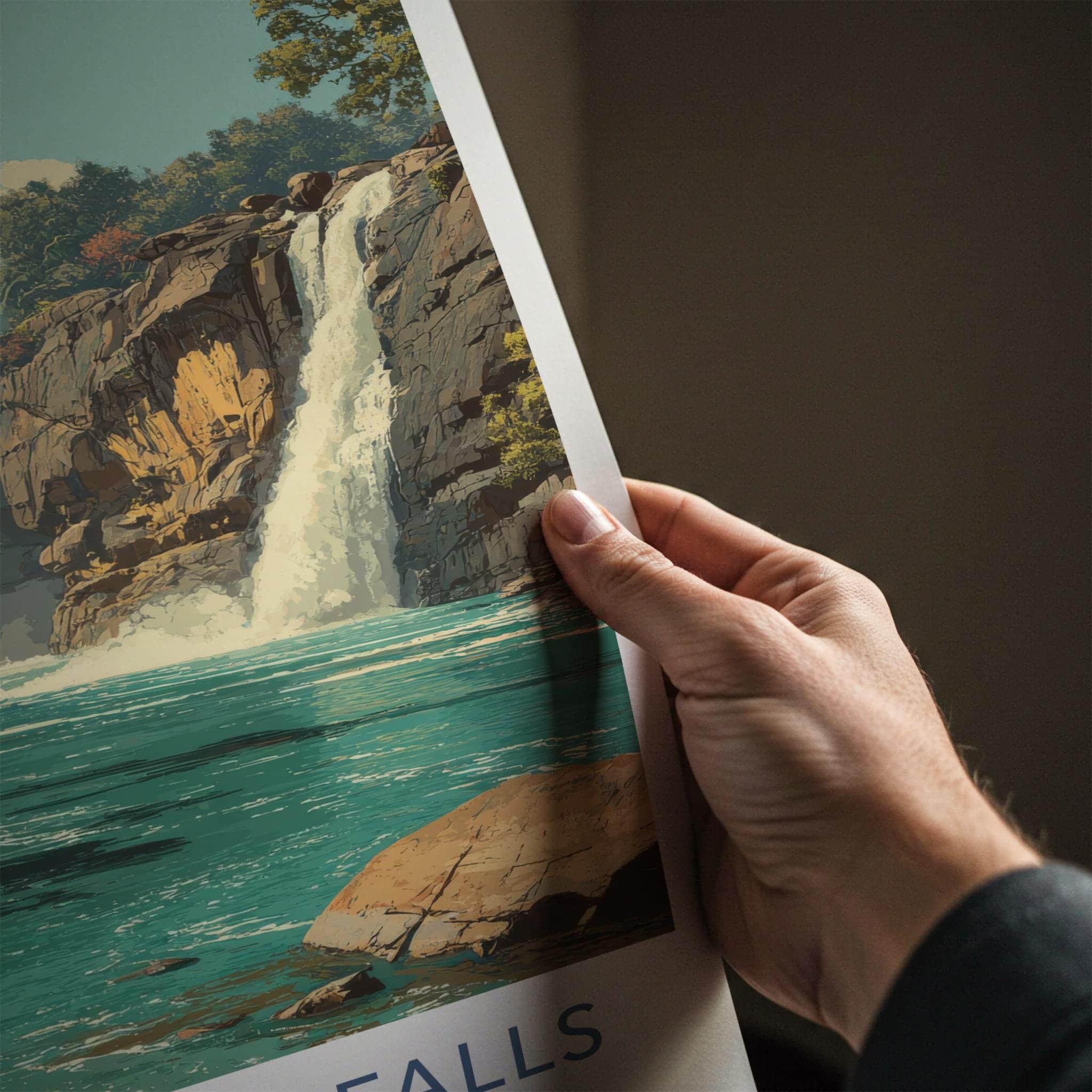 Athirappilly Falls Poster - India Travel Art - Jungle Waterfall Wall Decor