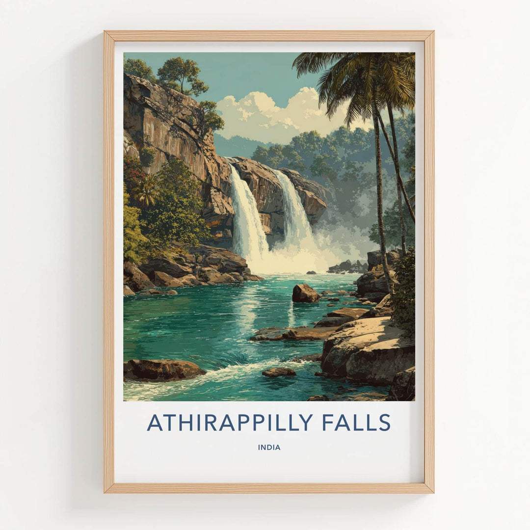 Athirappilly Falls Poster - India Wall Art - Kerala Lush Green Falls Gift