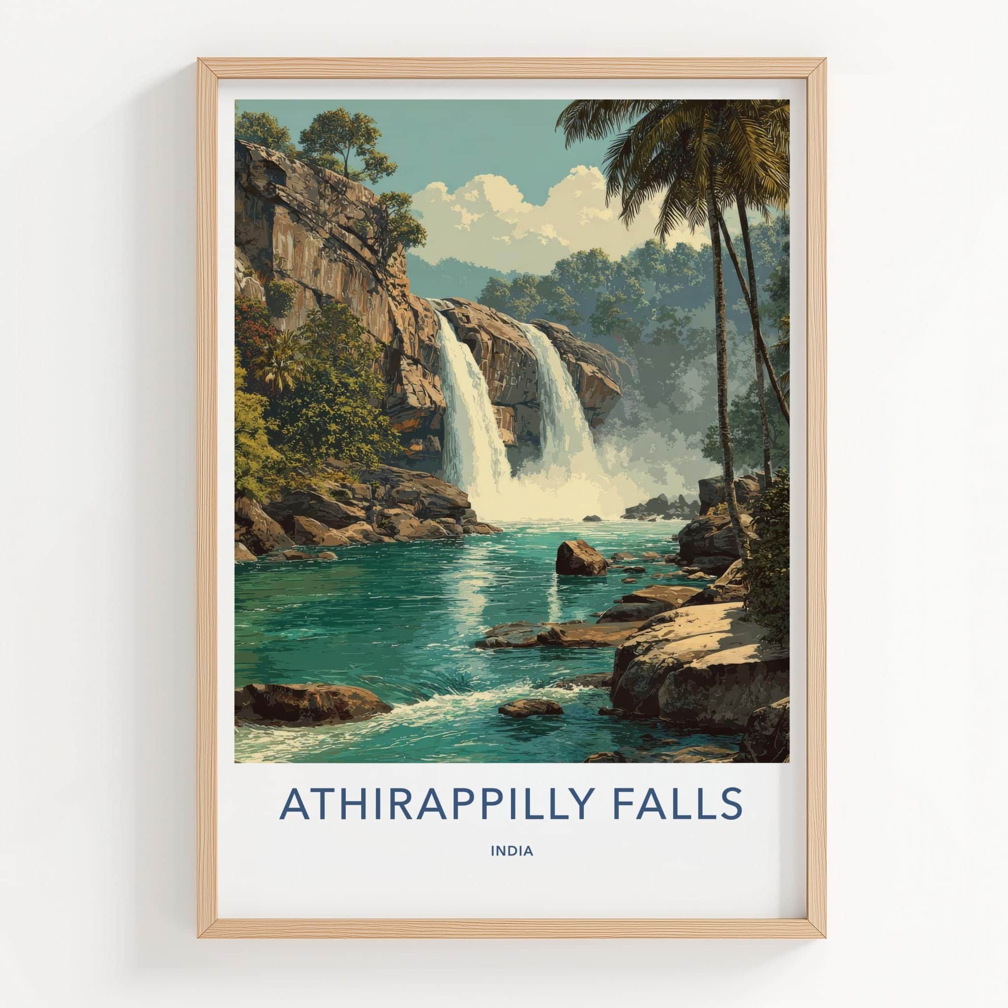 Athirappilly Falls Poster - India Wall Art - Kerala Lush Green Falls Gift