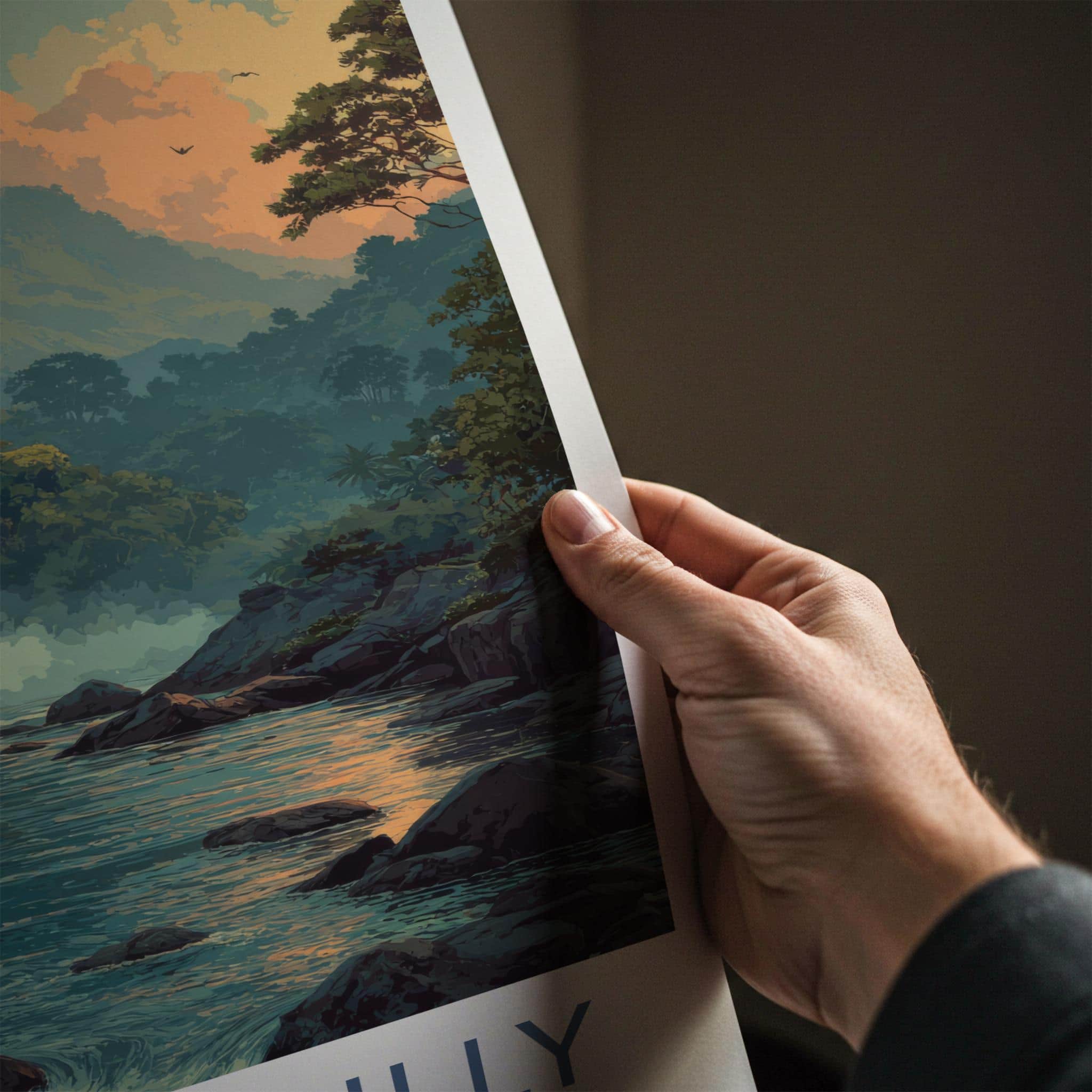 Athirappilly Poster - India Scenic Art - Lush Jungle Falls Room Decor
