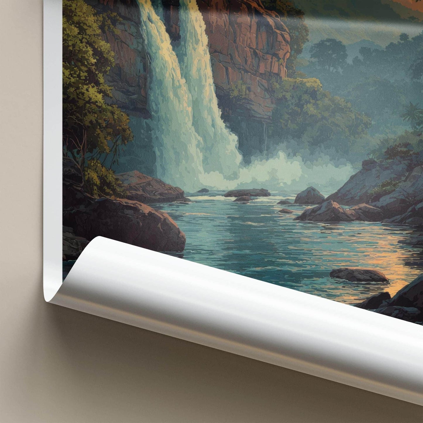 Athirappilly Poster - India Scenic Art - Lush Jungle Falls Room Decor