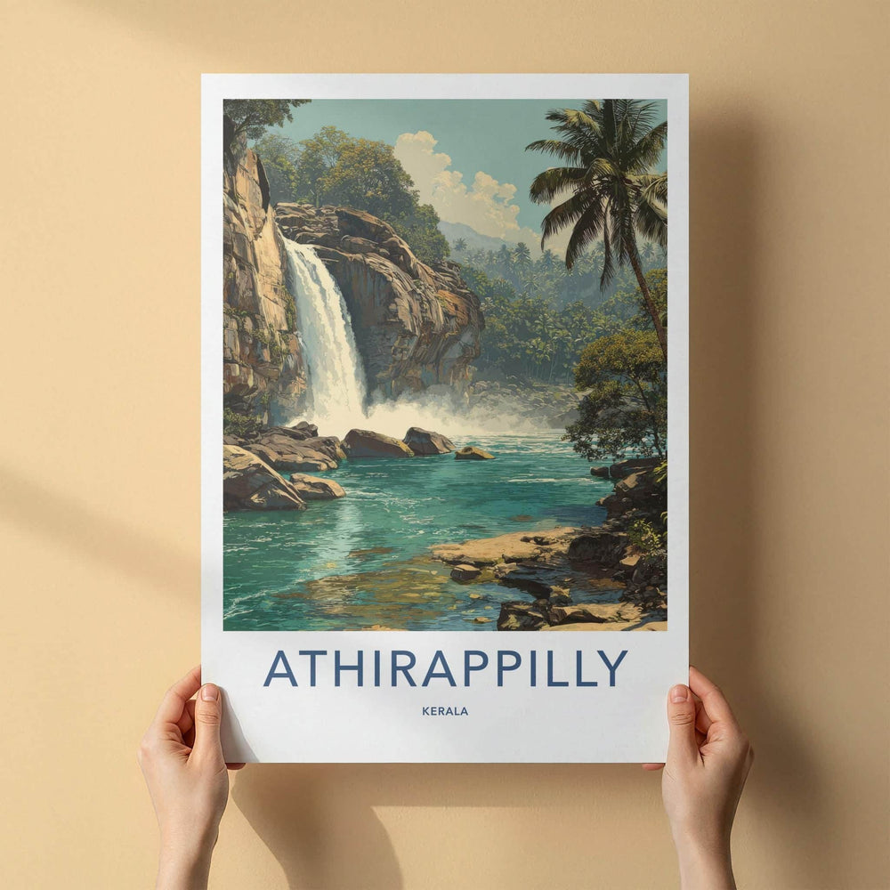 Athirappilly Poster - India Travel Art - Jungle Waterfall Home Decor