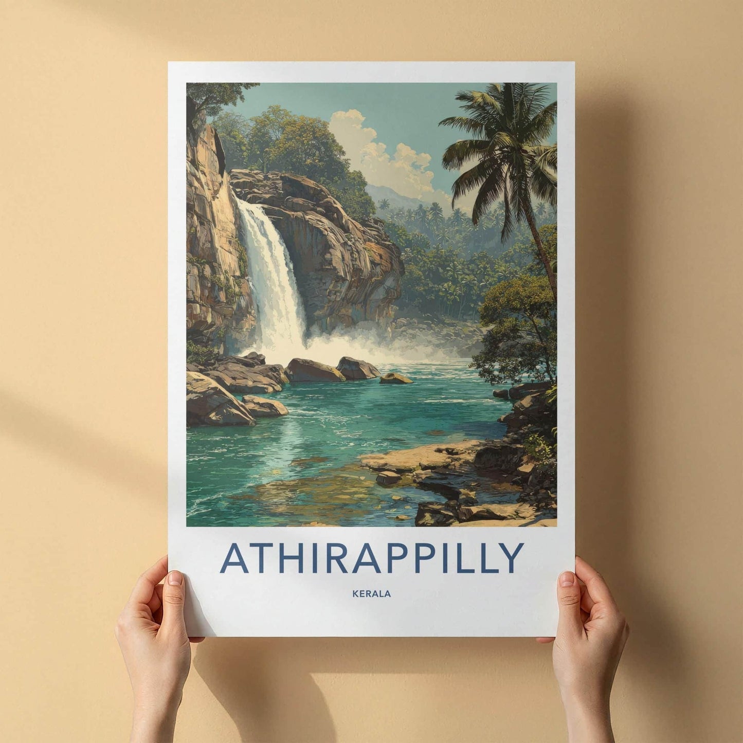 Athirappilly Poster - India Travel Art - Jungle Waterfall Home Decor
