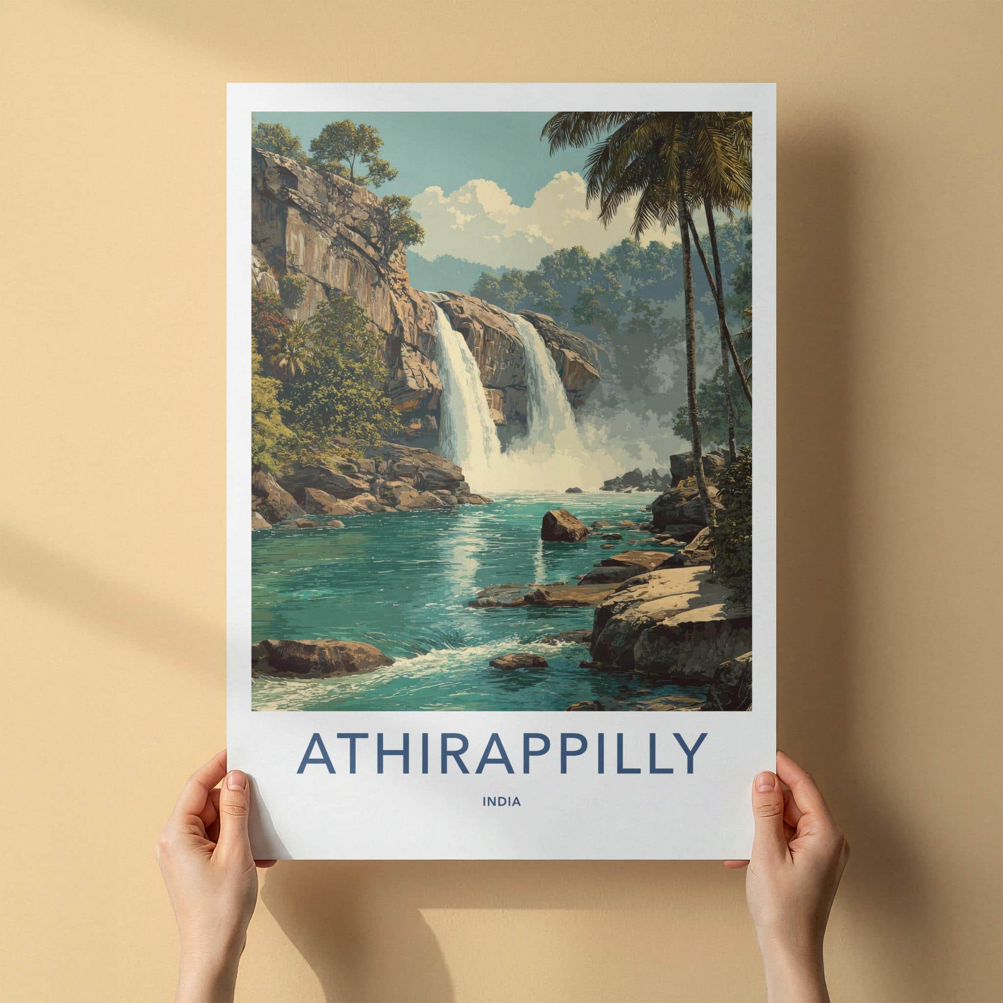 Athirappilly Poster - India Travel Art - Tropical Waterfall Wall Decor