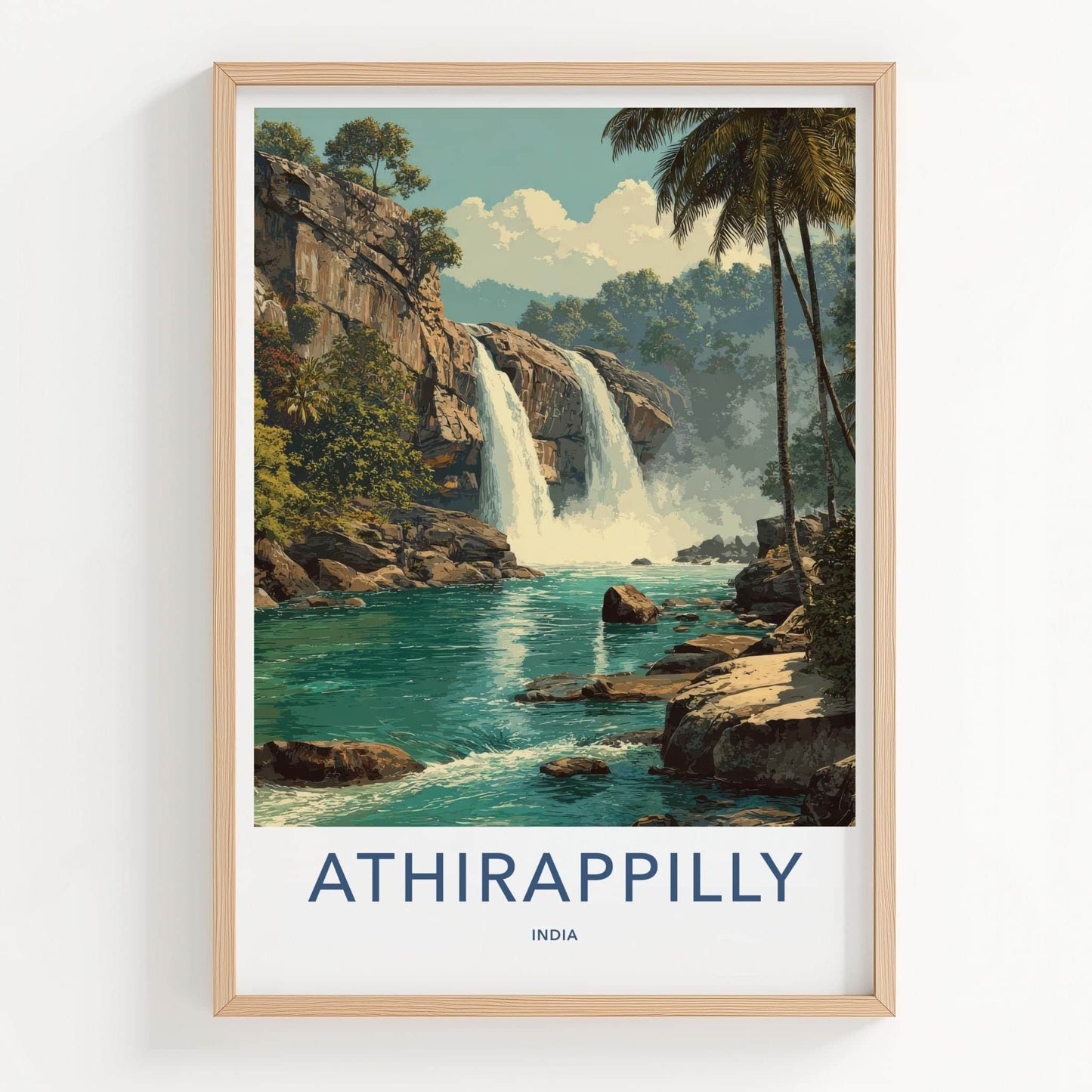 Athirappilly Poster - India Travel Art - Tropical Waterfall Wall Decor