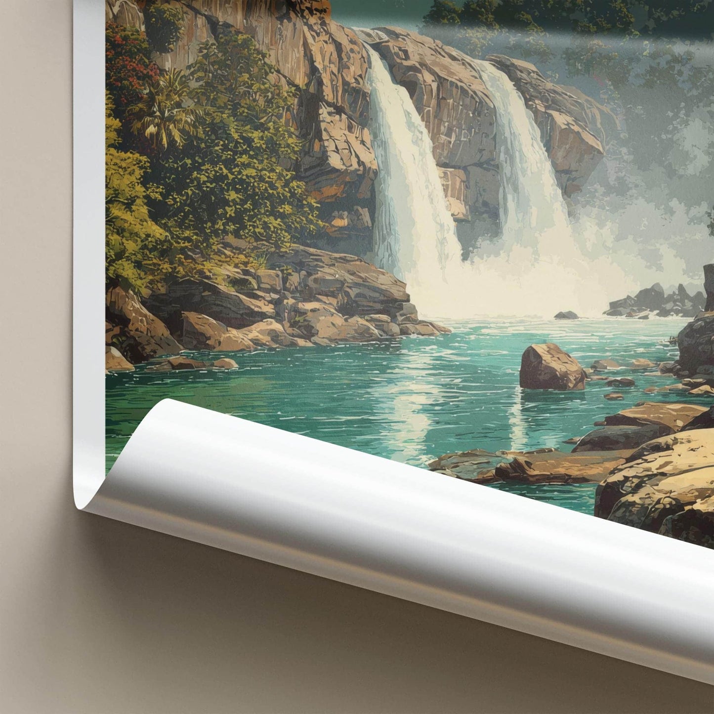 Athirappilly Poster - India Travel Art - Tropical Waterfall Wall Decor