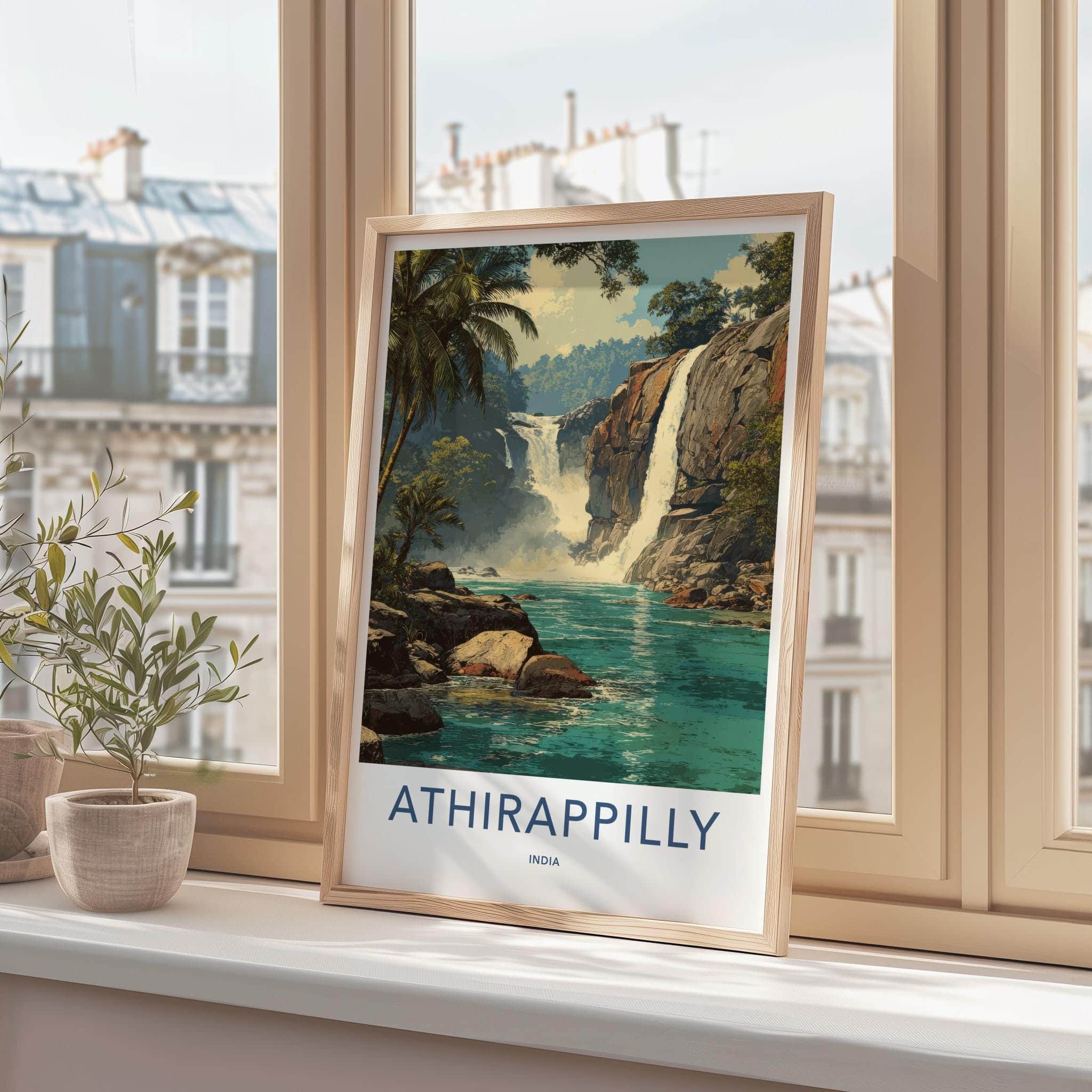 Athirappilly Poster - India Travel Print - Tropical Waterfall Wall Decor