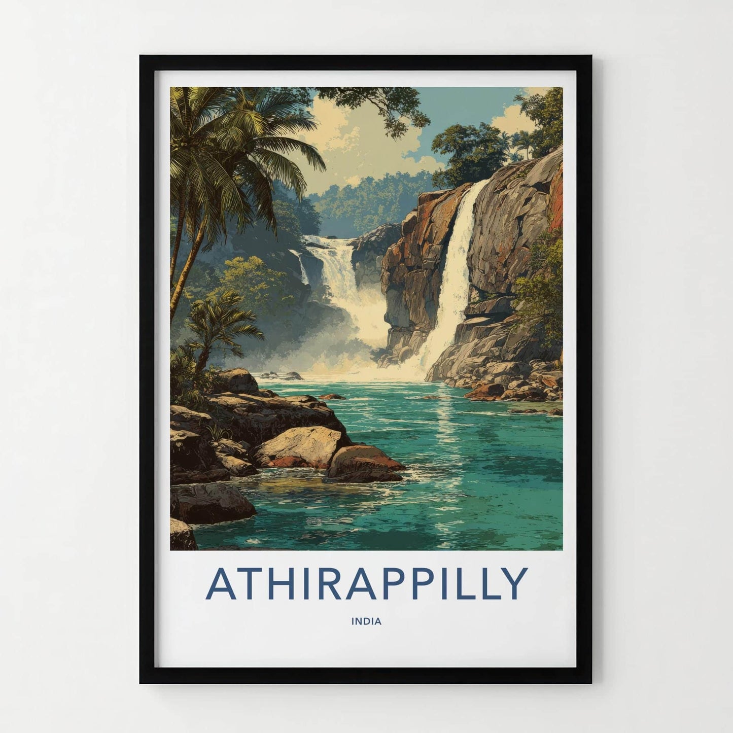 Athirappilly Poster - India Travel Print - Tropical Waterfall Wall Decor