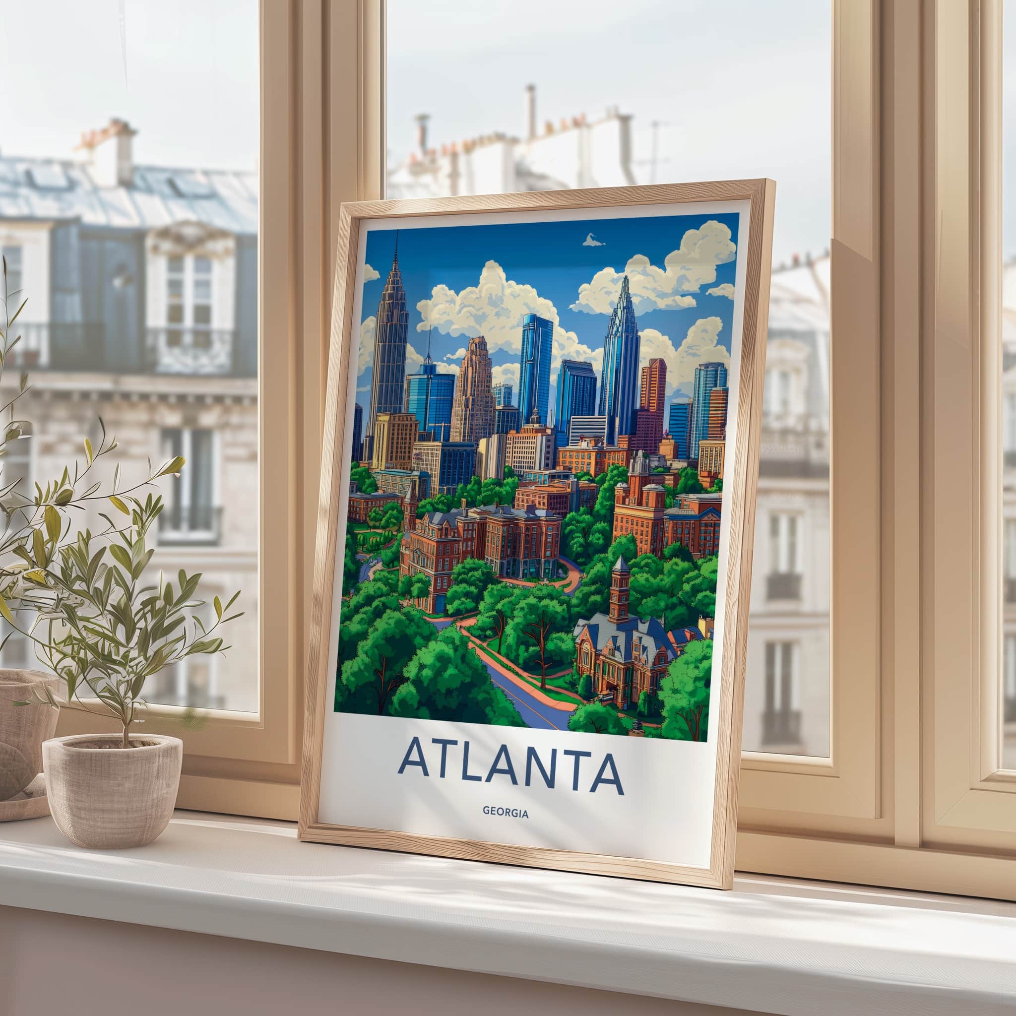 Atlanta Poster - Georgia Art Print - Lush Green Cityscape Home Decor