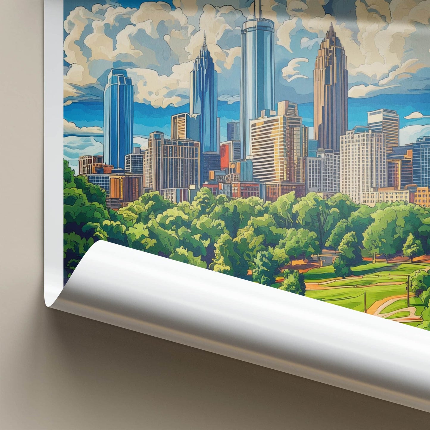Atlanta Poster - Georgia Travel Art - Cityscape Park Clouds Wall Decor