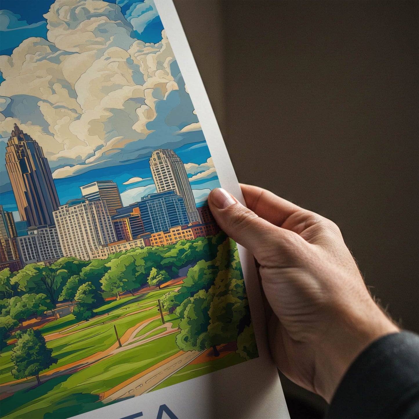 Atlanta Poster - Georgia Travel Art - Cityscape Park Clouds Wall Decor