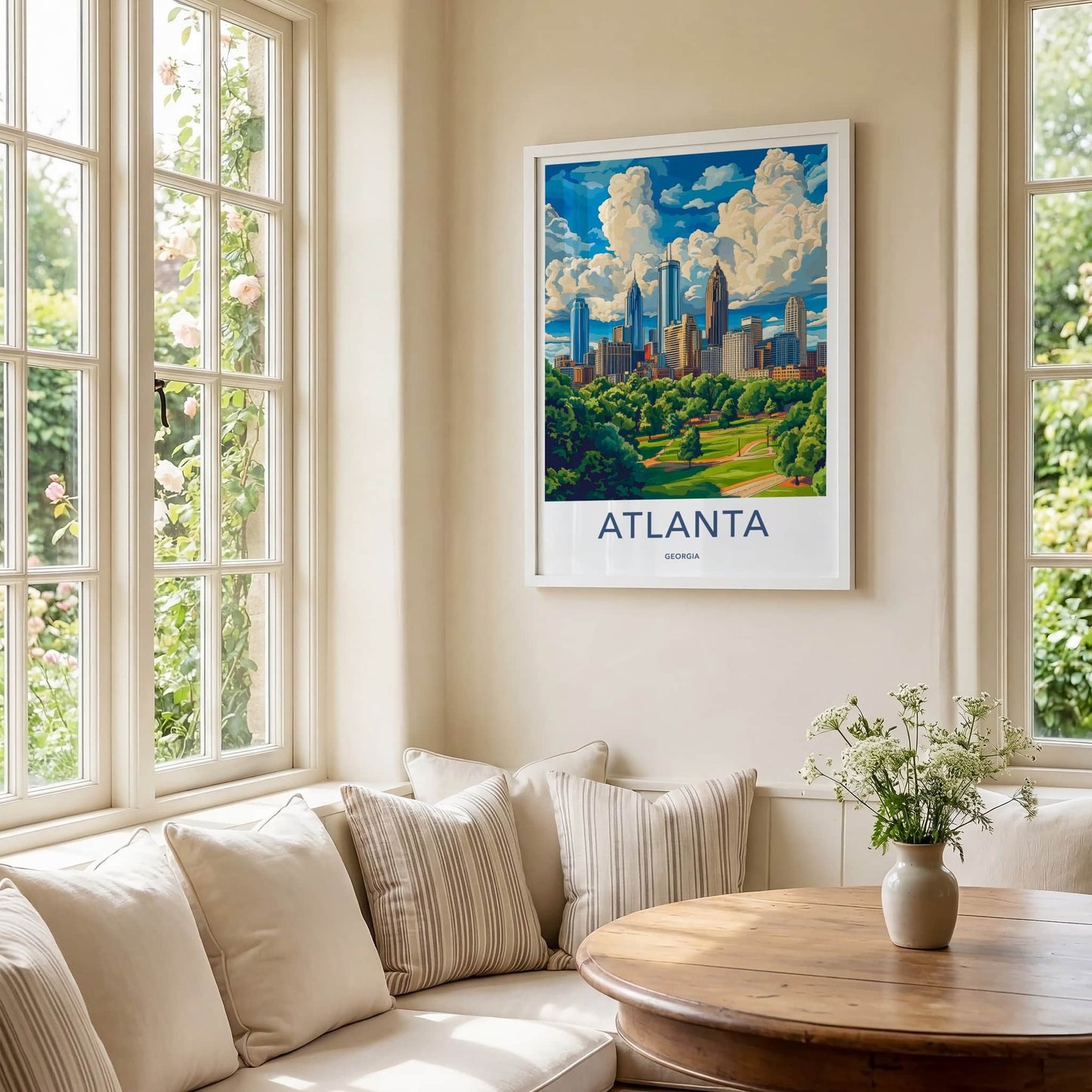 Atlanta Poster - Georgia Travel Art - Cityscape Park Clouds Wall Decor