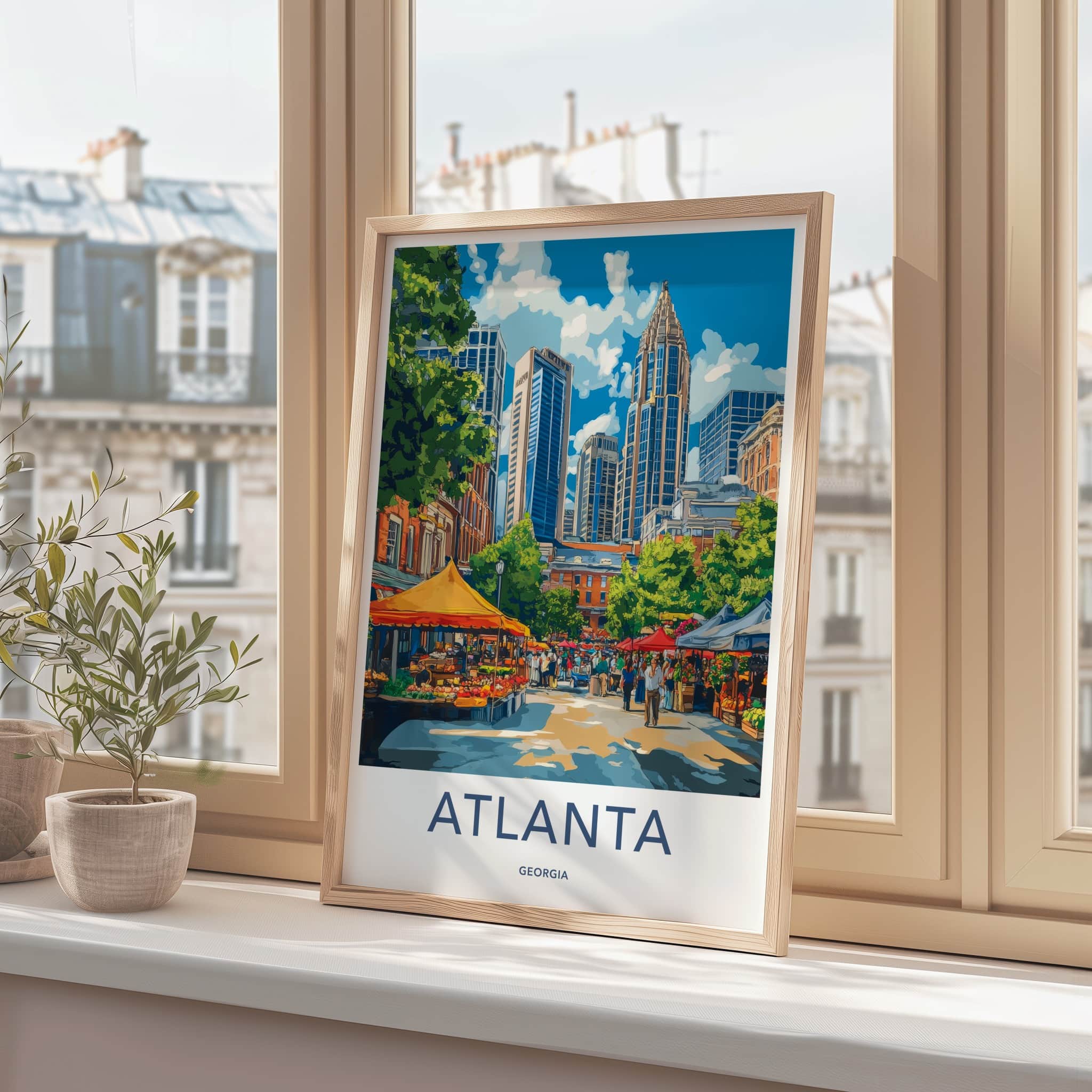 Atlanta Poster - Georgia Travel Art - Vibrant Street Market Home Decor