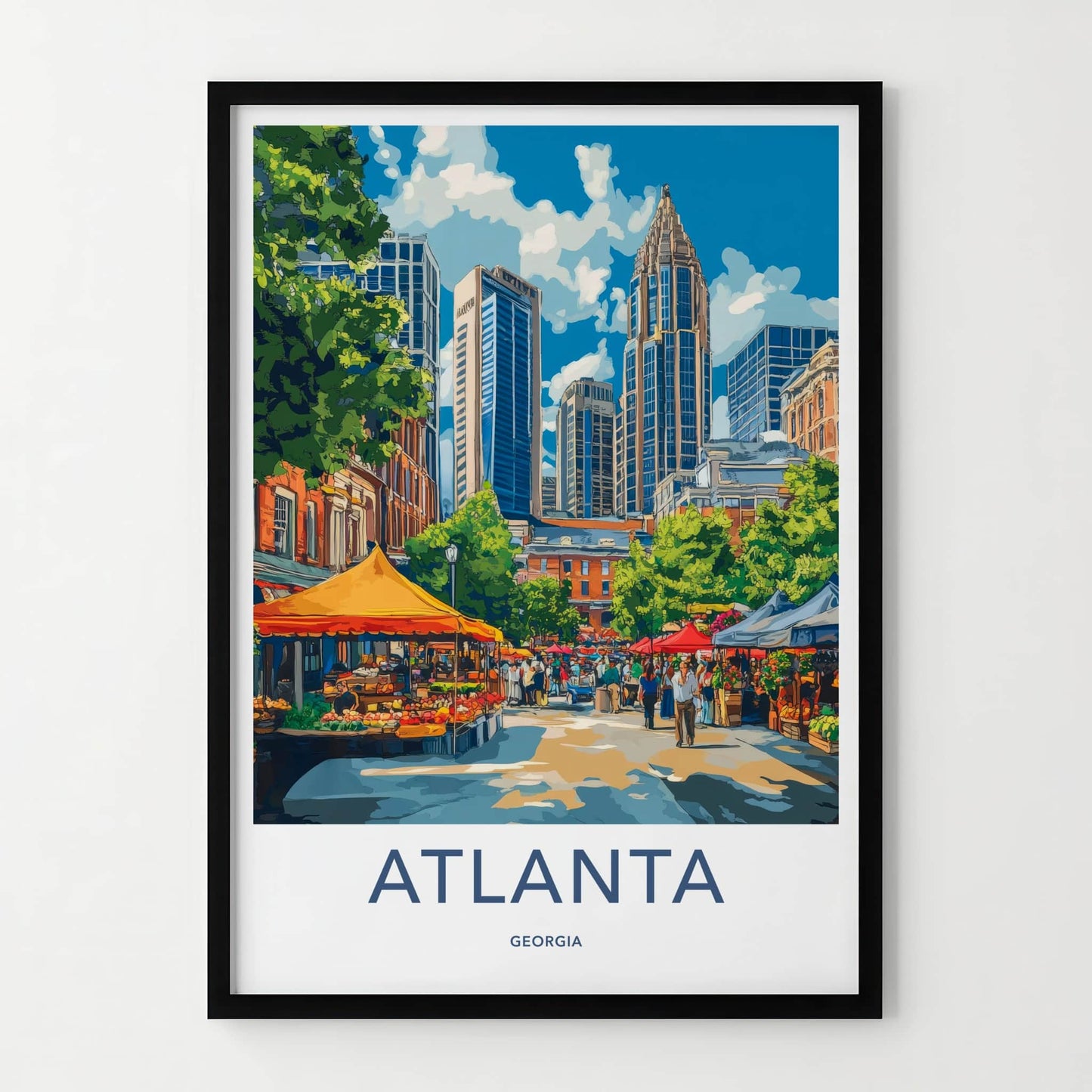 Atlanta Poster - Georgia Travel Art - Vibrant Street Market Home Decor