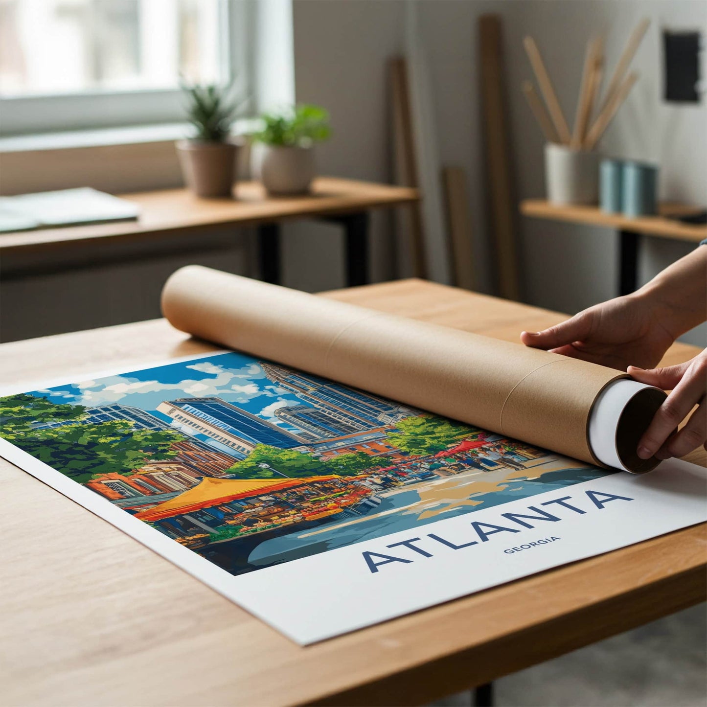 Atlanta Poster - Georgia Travel Art - Vibrant Street Market Home Decor