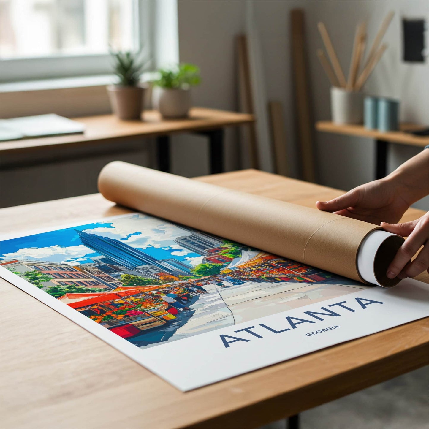 Atlanta Poster - Georgia Wall Art - Downtown Cityscape Scene Gallery Art