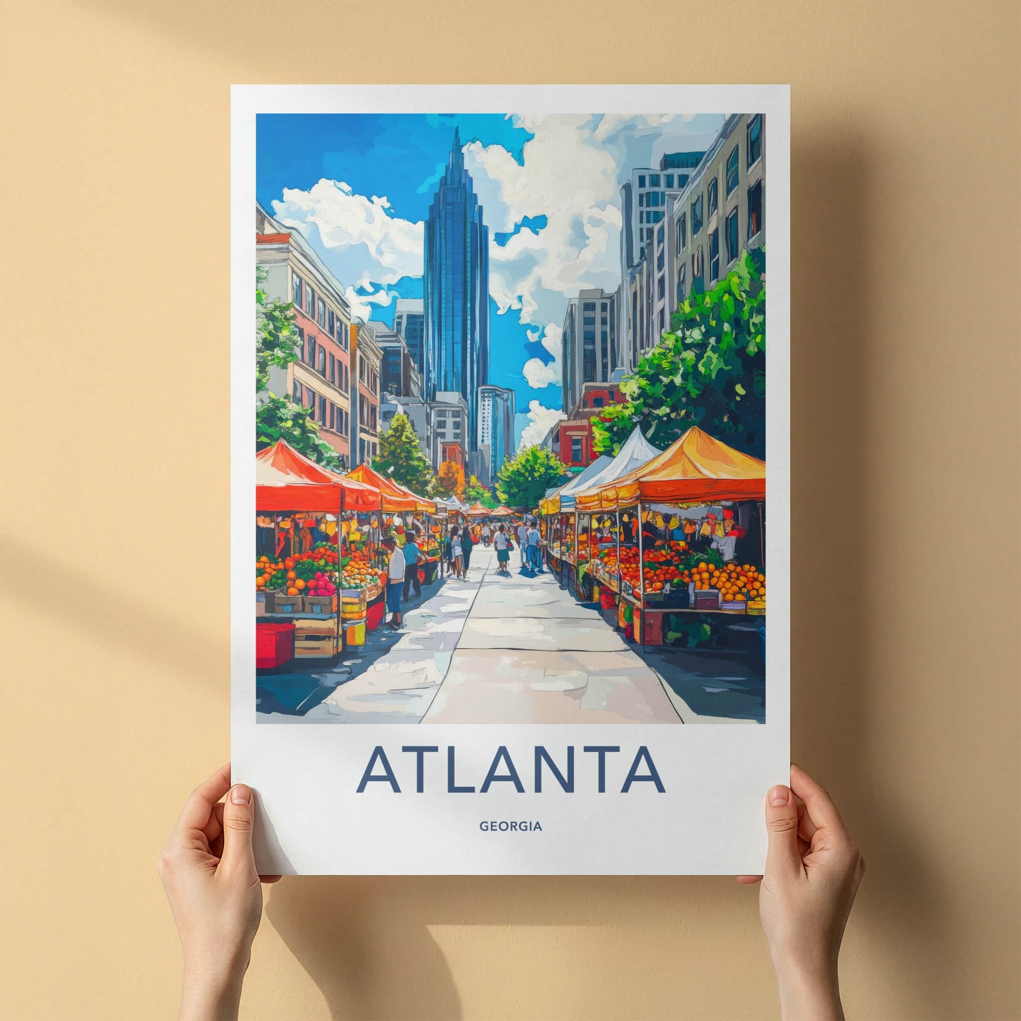 Atlanta Poster - Georgia Wall Art - Downtown Cityscape Scene Gallery Art