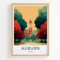 Auburn Poster - Alabama Wall Art - Clock Tower View Home Decor