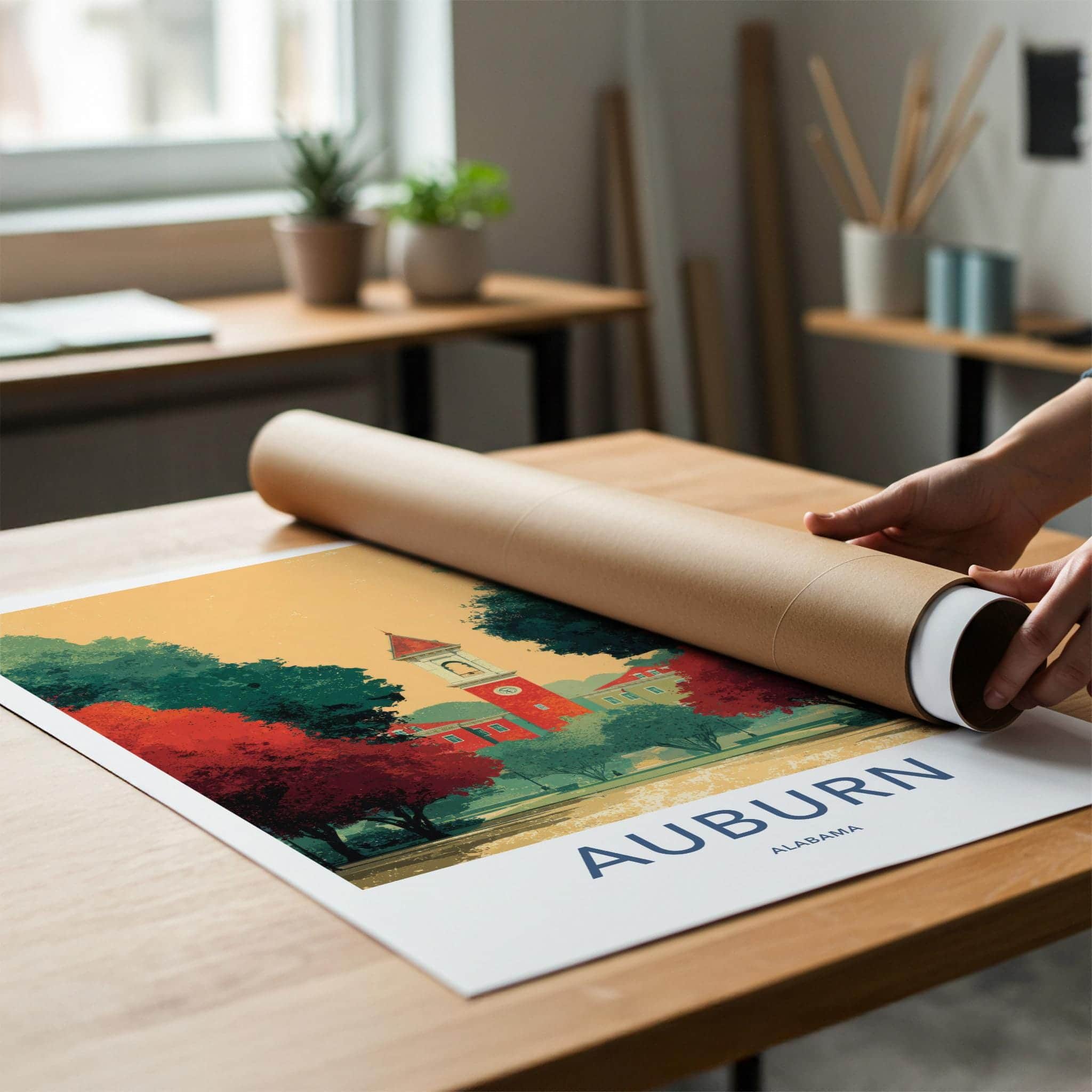 Auburn Poster - Alabama Wall Art - Clock Tower View Home Decor