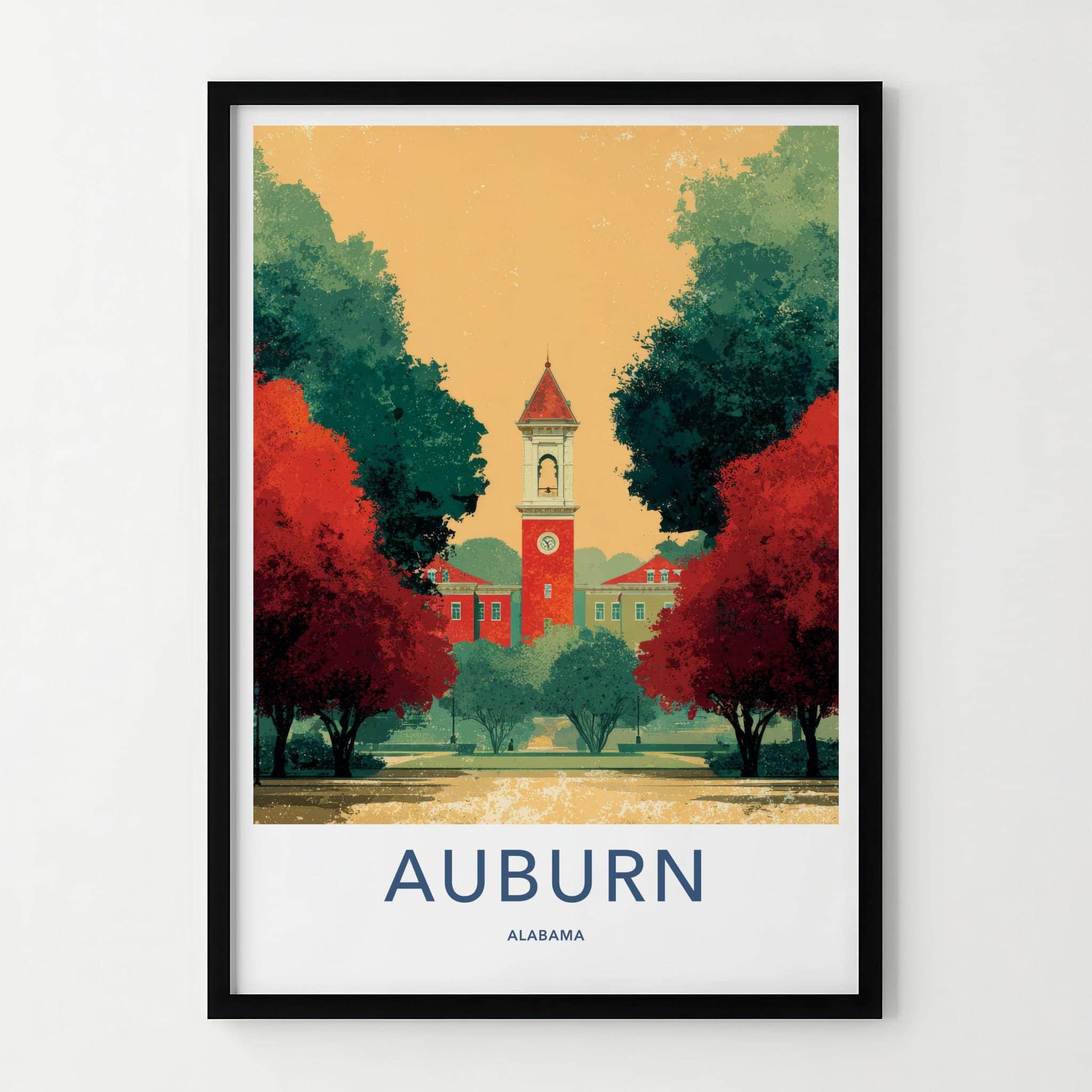 Auburn Poster - Alabama Wall Art - Clock Tower View Home Decor