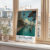 Auckland Poster - New Zealand Travel Art - City Harbor Boats Wall Decor