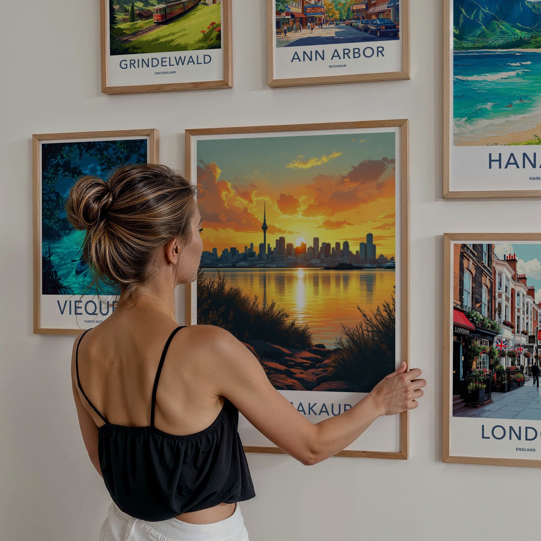 Auckland Poster - New Zealand Travel Art - City Skyline Sunset Home Decor