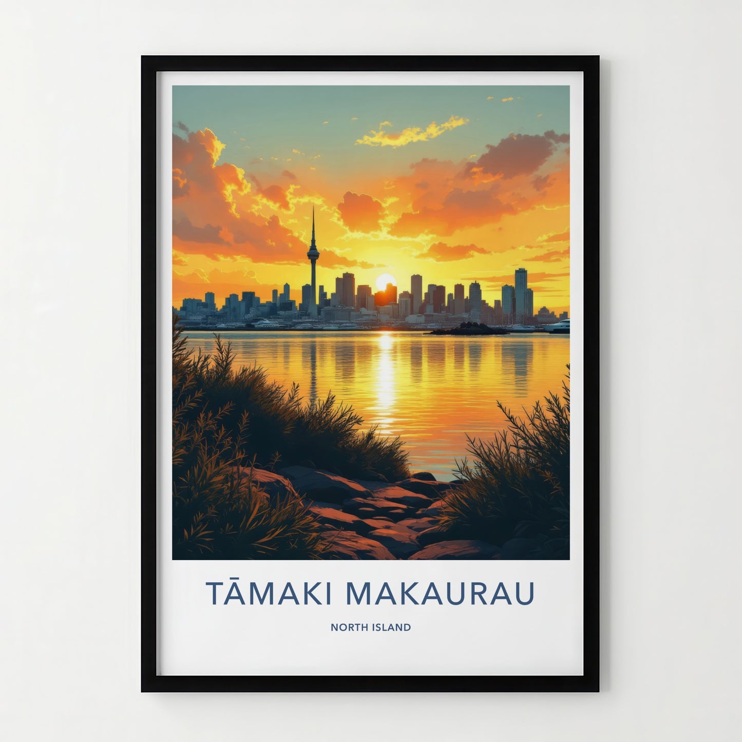 Auckland Poster - New Zealand Travel Art - City Skyline Sunset Home Decor