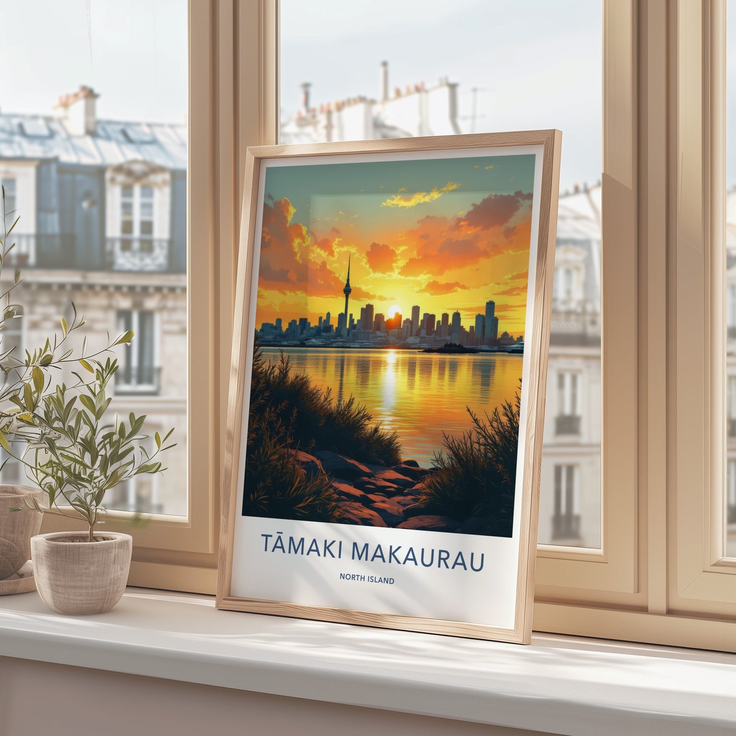 Auckland Poster - New Zealand Travel Art - City Skyline Sunset Home Decor