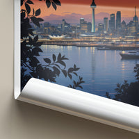 Auckland Poster - New Zealand Travel Art - Moonlit City View Home Decor