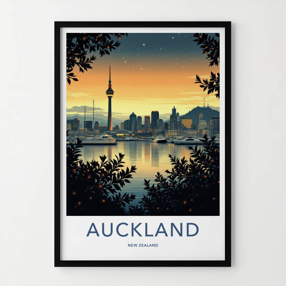 Auckland Poster - New Zealand Travel Art - Sky Tower Twilight Home Decor