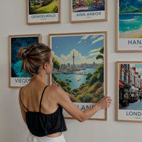 Auckland Poster - New Zealand Travel Art - Skytower Harbor View Home Decor
