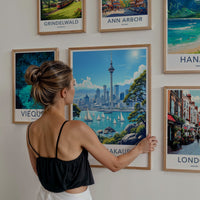 Auckland Poster - New Zealand Travel Print - Sky Tower Waterfront City Home Decor