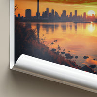 Auckland Poster - New Zealand Travel Print - Sunset City Reflections Wall Decor
