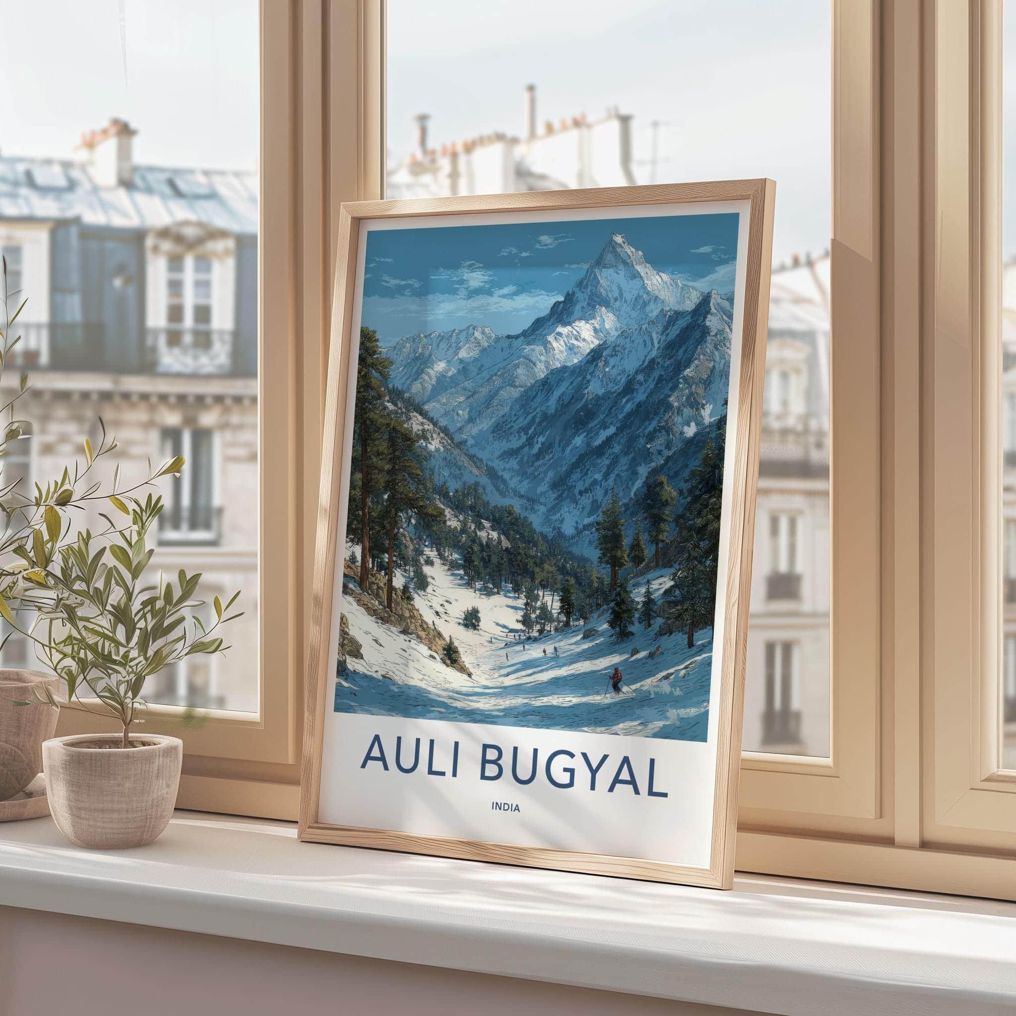 Auli Bugyal Poster - India Travel Print - Snowy Mountain Ski Wall Decor