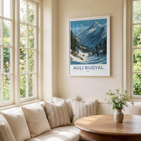 Auli Bugyal Poster - India Travel Print - Snowy Mountain Ski Wall Decor