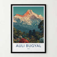 Auli Bugyal Poster - India Travel Print - Uttarakhand Snowy Peak Wall Art