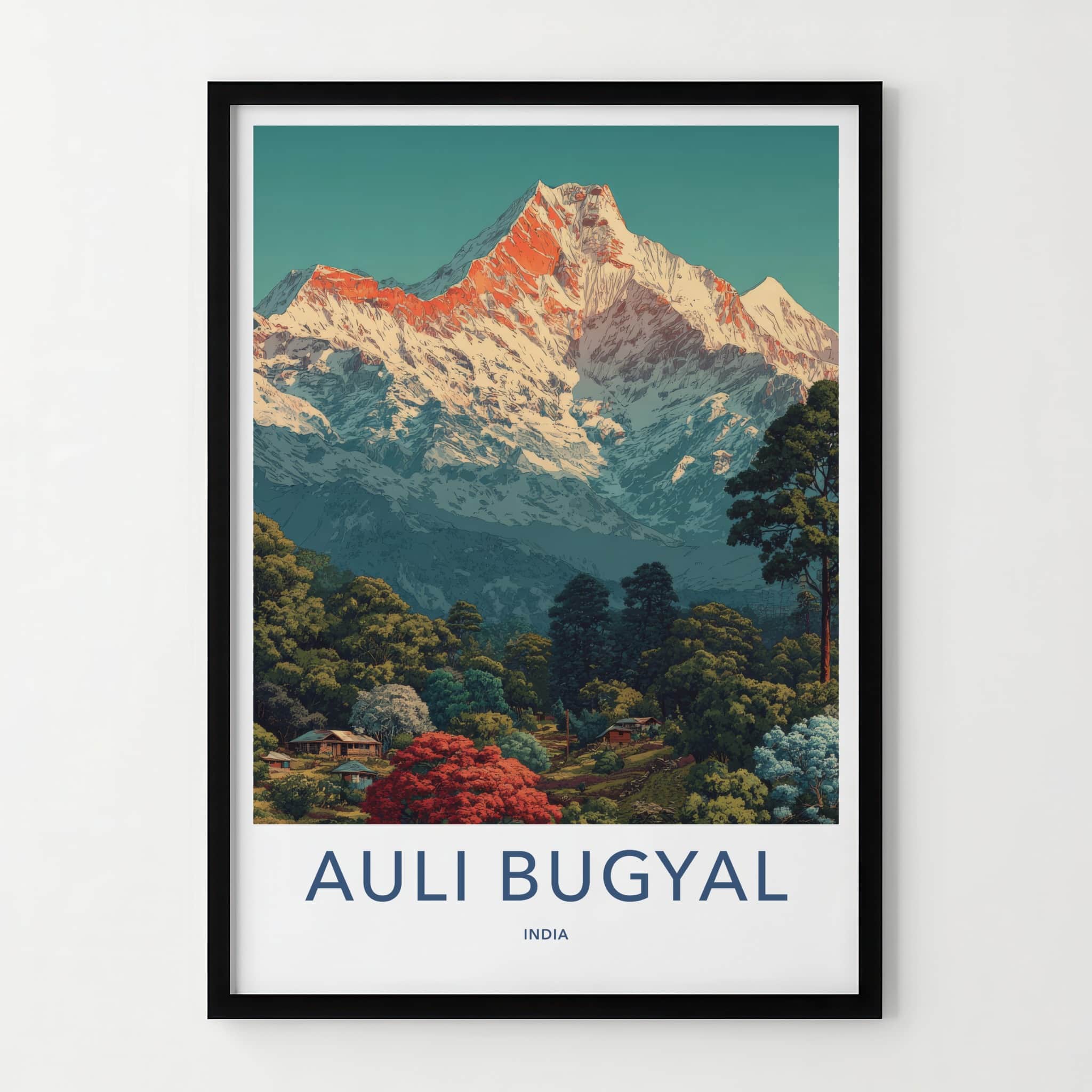 Auli Bugyal Poster - India Travel Print - Uttarakhand Snowy Peak Wall Art