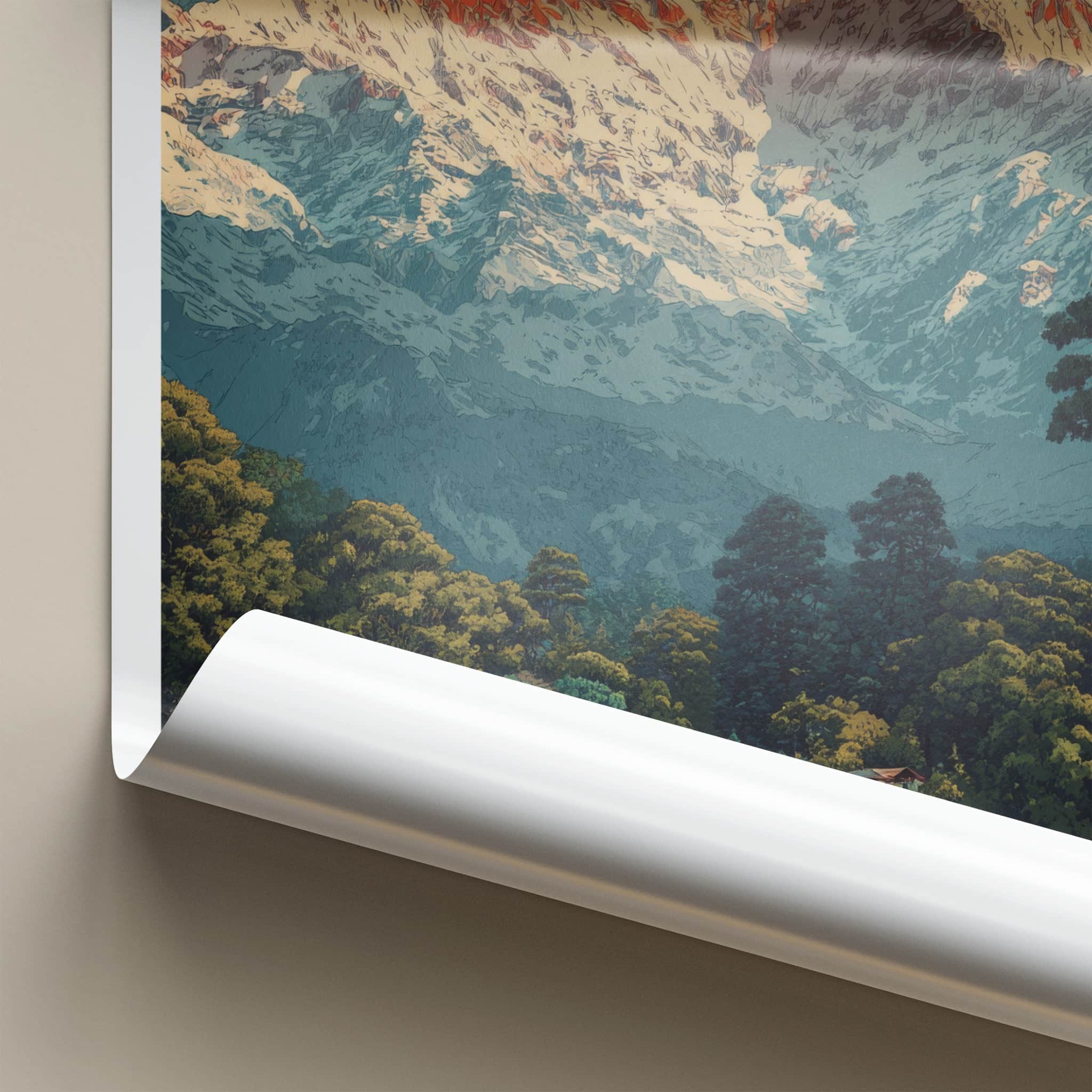 Auli Bugyal Poster - India Travel Print - Uttarakhand Snowy Peak Wall Art