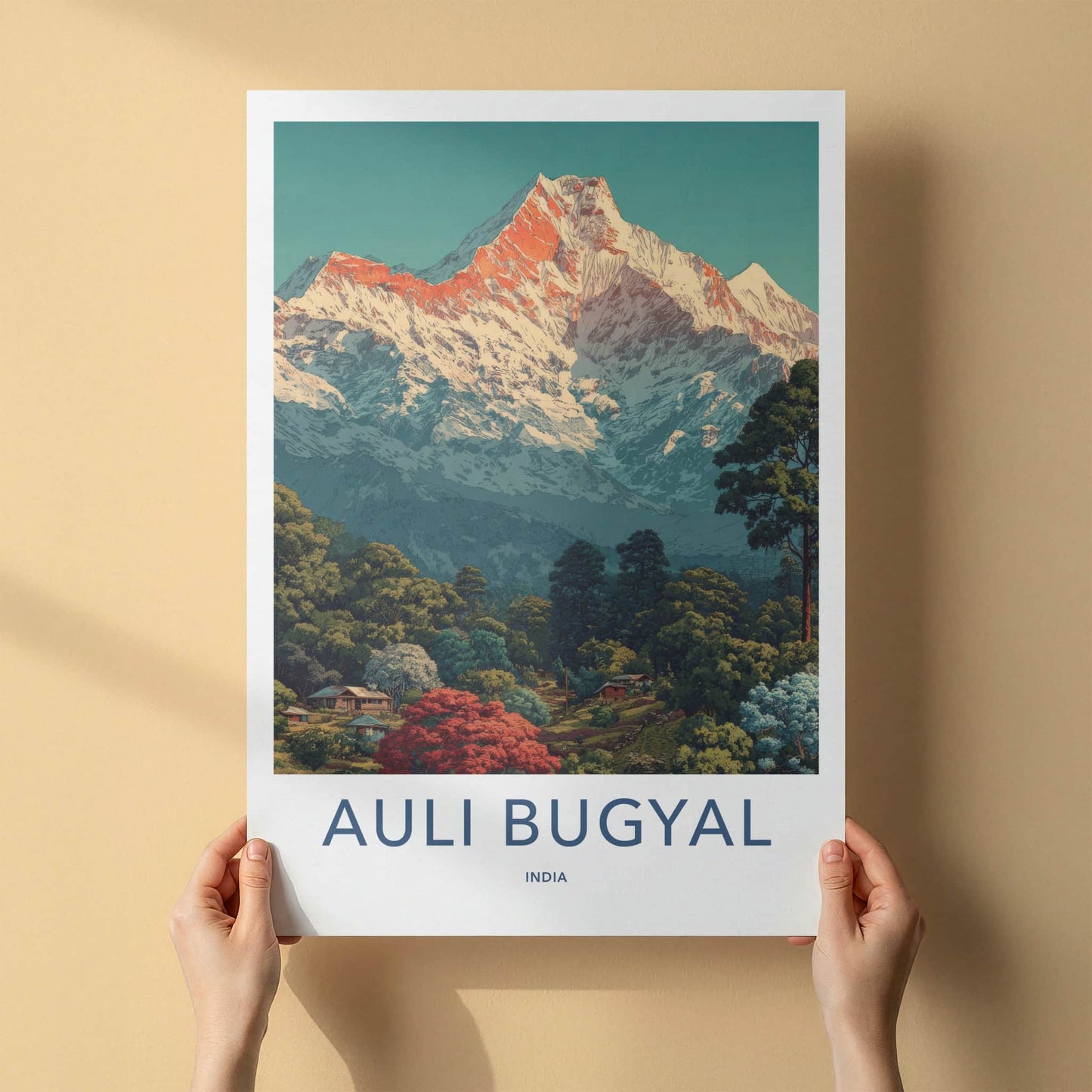 Auli Bugyal Poster - India Travel Print - Uttarakhand Snowy Peak Wall Art