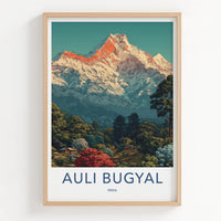 Auli Bugyal Poster - India Travel Print - Uttarakhand Snowy Peak Wall Art