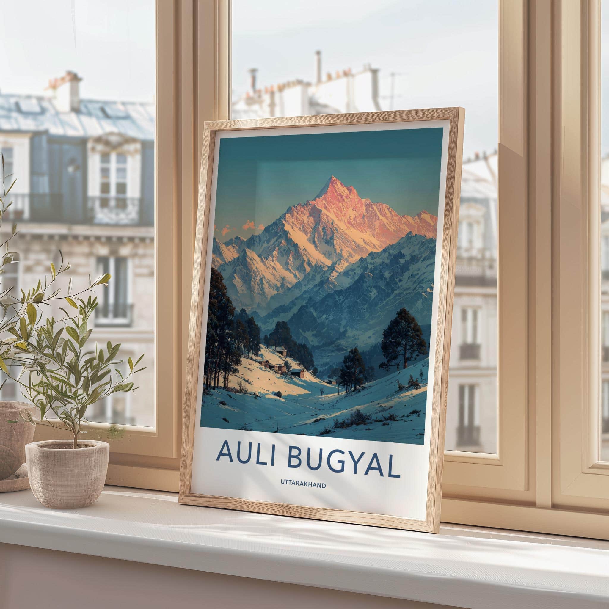 Auli Bugyal Poster - Uttarakhand Travel Art - Snowy Peak View Home Decor