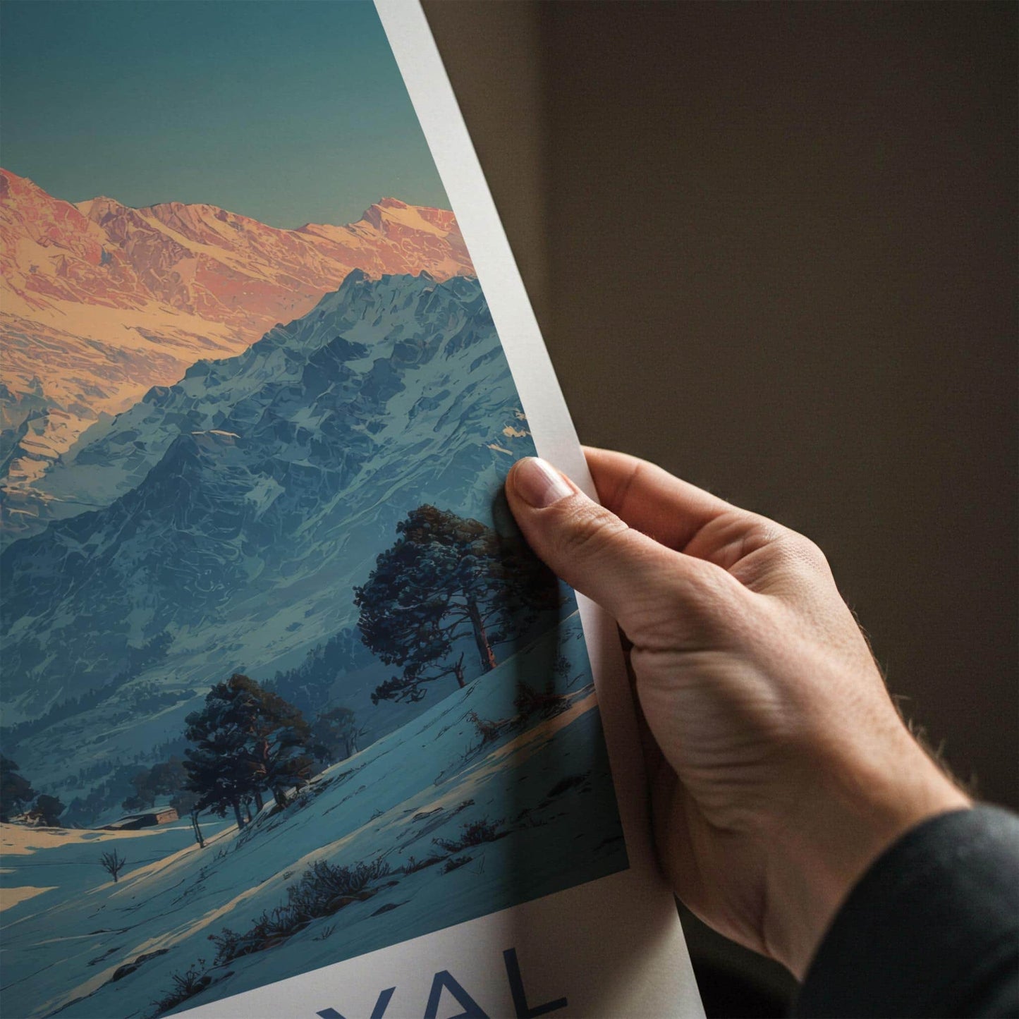 Auli Bugyal Poster - Uttarakhand Travel Art - Snowy Peak View Home Decor