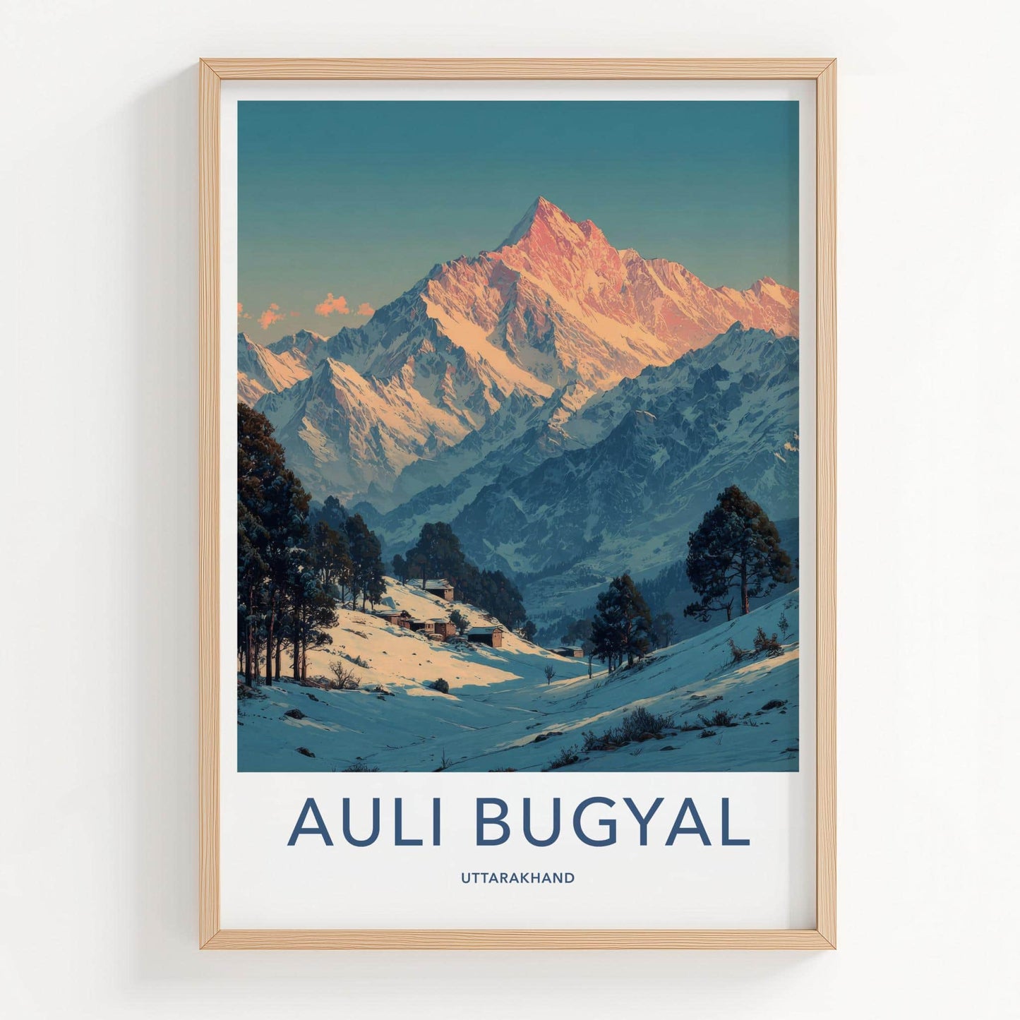 Auli Bugyal Poster - Uttarakhand Travel Art - Snowy Peak View Home Decor