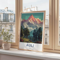 Auli Poster - India Travel Art - Snowy Mountain Forest Home Decor