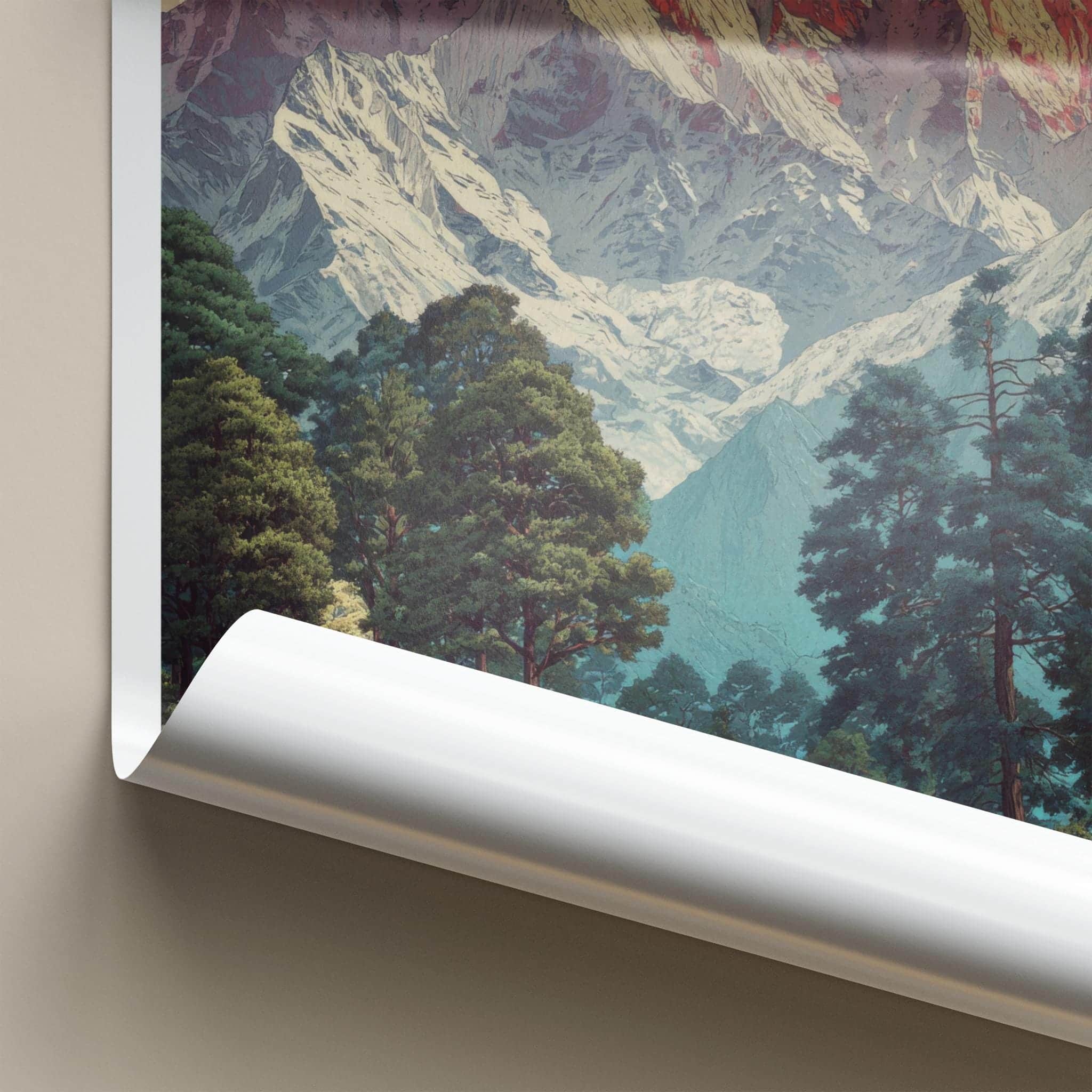 Auli Poster - India Travel Art - Snowy Mountain Forest Home Decor