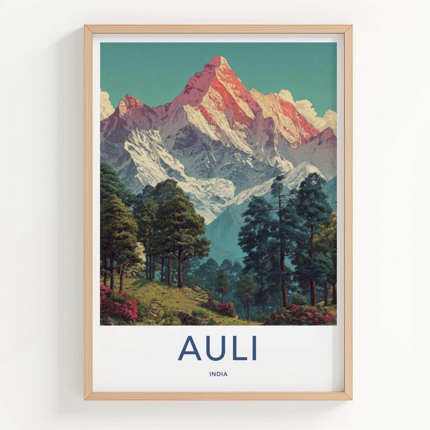 Auli Poster - India Travel Art - Snowy Mountain Forest Home Decor