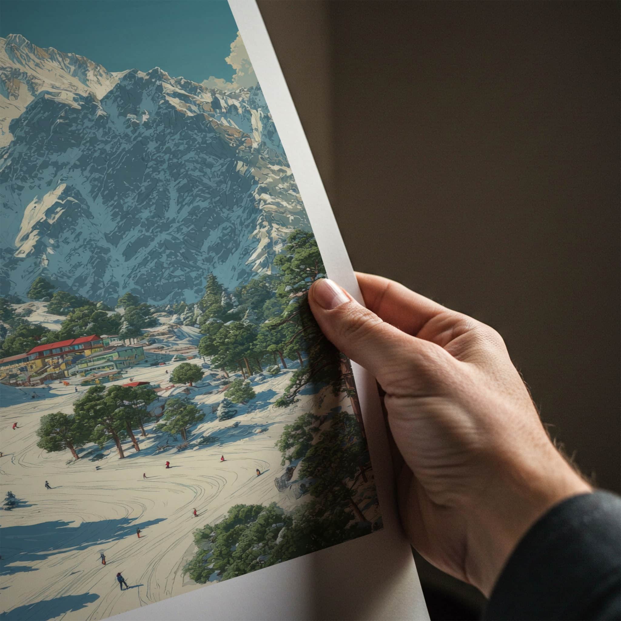 Auli Poster - India Travel Art - Uttarakhand Snowy Peaks Home Decor