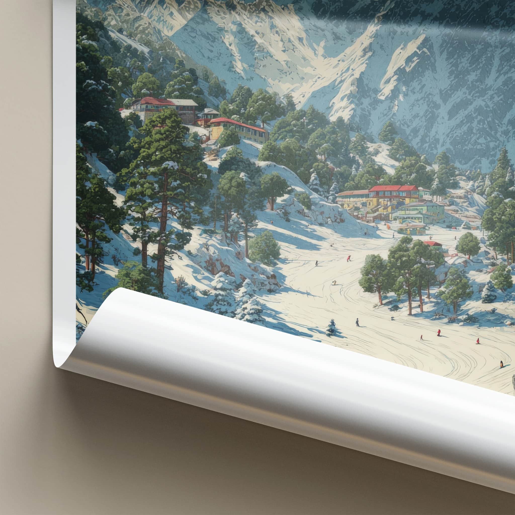 Auli Poster - India Travel Art - Uttarakhand Snowy Peaks Home Decor