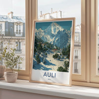 Auli Poster - India Travel Art - Uttarakhand Snowy Peaks Home Decor